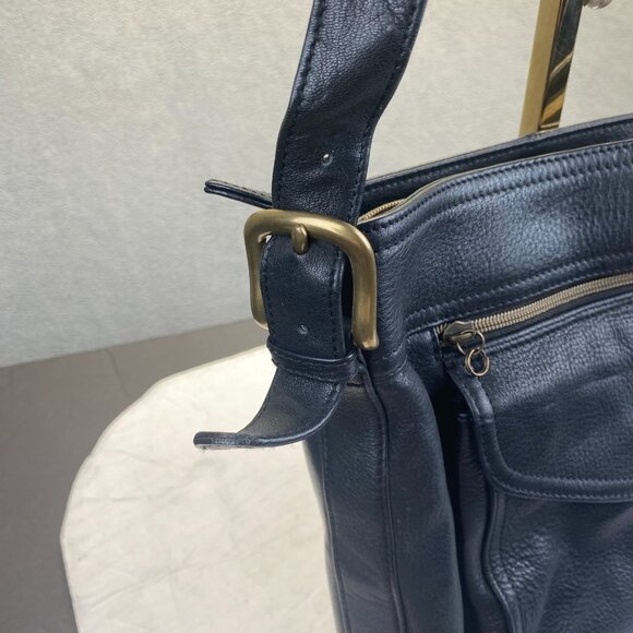 Vtg Fossil Black Genuine Leather Shoulder Bag 75082 Fossil 1954 - Picture 10 of 12